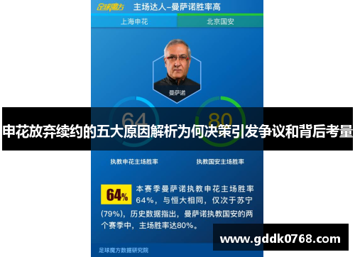 申花放弃续约的五大原因解析为何决策引发争议和背后考量